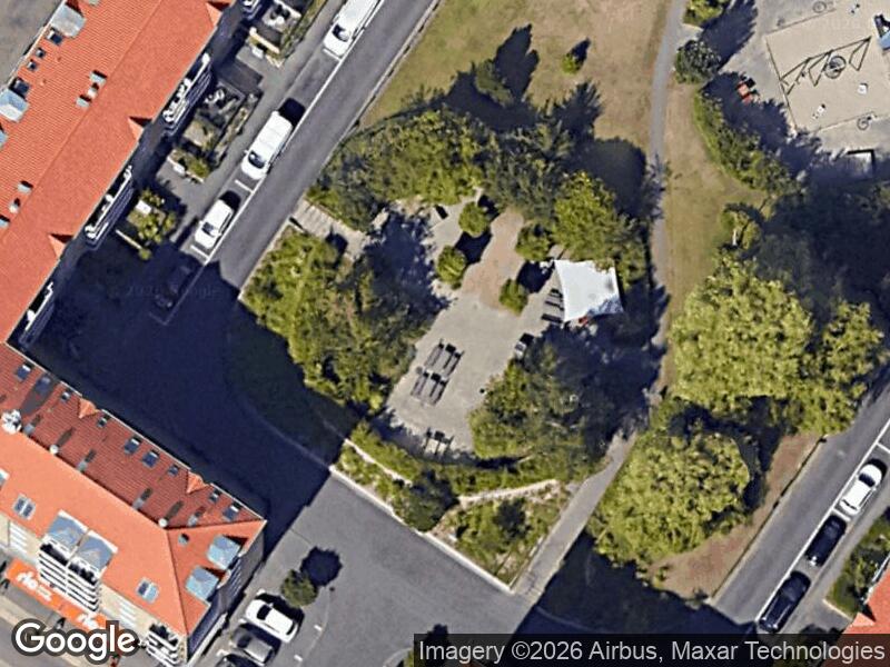 Satellitfoto af Legepladsen v. Løvetandsvej