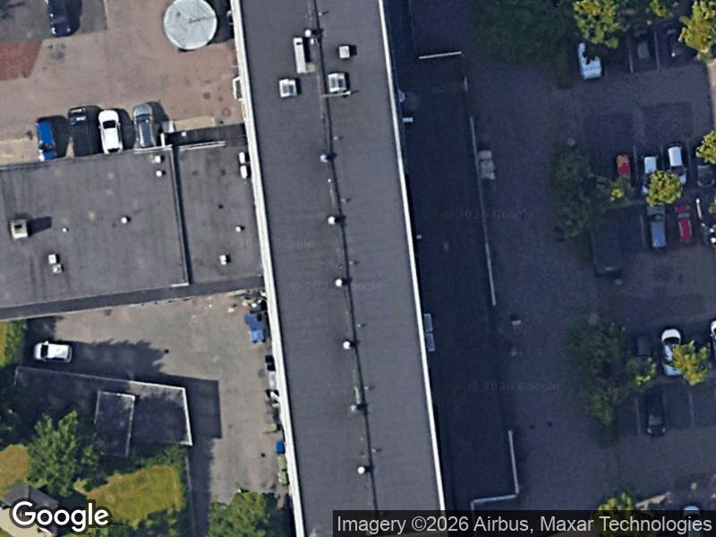 Satellitfoto af Carlsro legeplads, bag langhuset