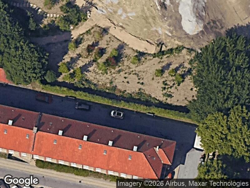 Satellitfoto af Legepladsen i Pioparken ved Borgmester Christiansens Gade